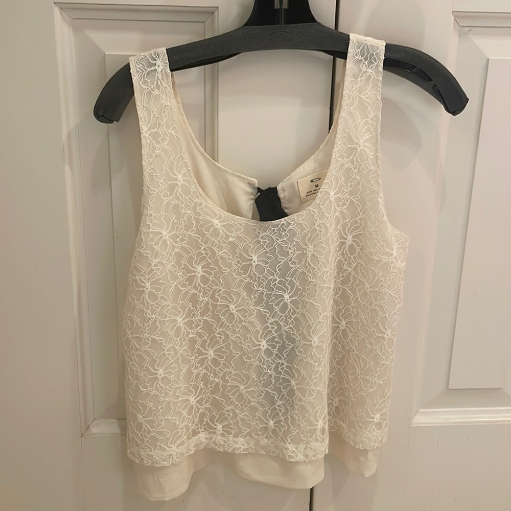Floral lace tank top with tied back